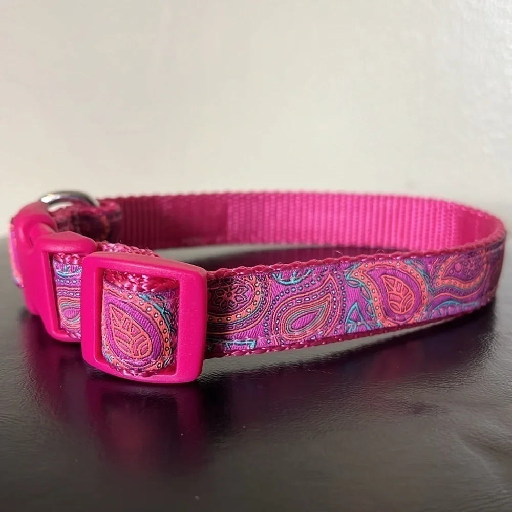 RC Pets Patterned Easy Clip Web Training Dog Collar - Bright Paisley Pink